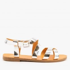 Anna Shoes Double Crossed Shiny Sandals