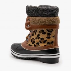Forever Double Cuff Leopard Duck Boots