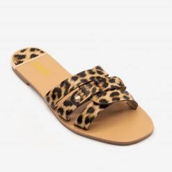AMS Shoes Double Looped Leopard Print Sandals Newest Arrivals