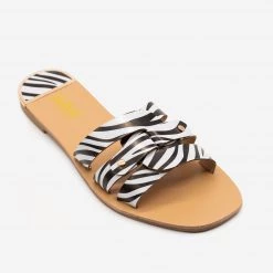 AMS Shoes Newest Arrivals Double Looped Zebra Print Sandals