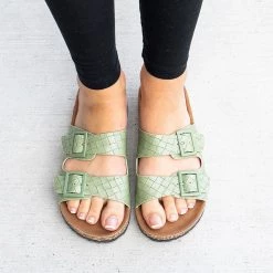 Weeboo Newest Arrivals Double Quilted Buckled Slides