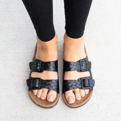 Weeboo Newest Arrivals Double Quilted Buckled Slides