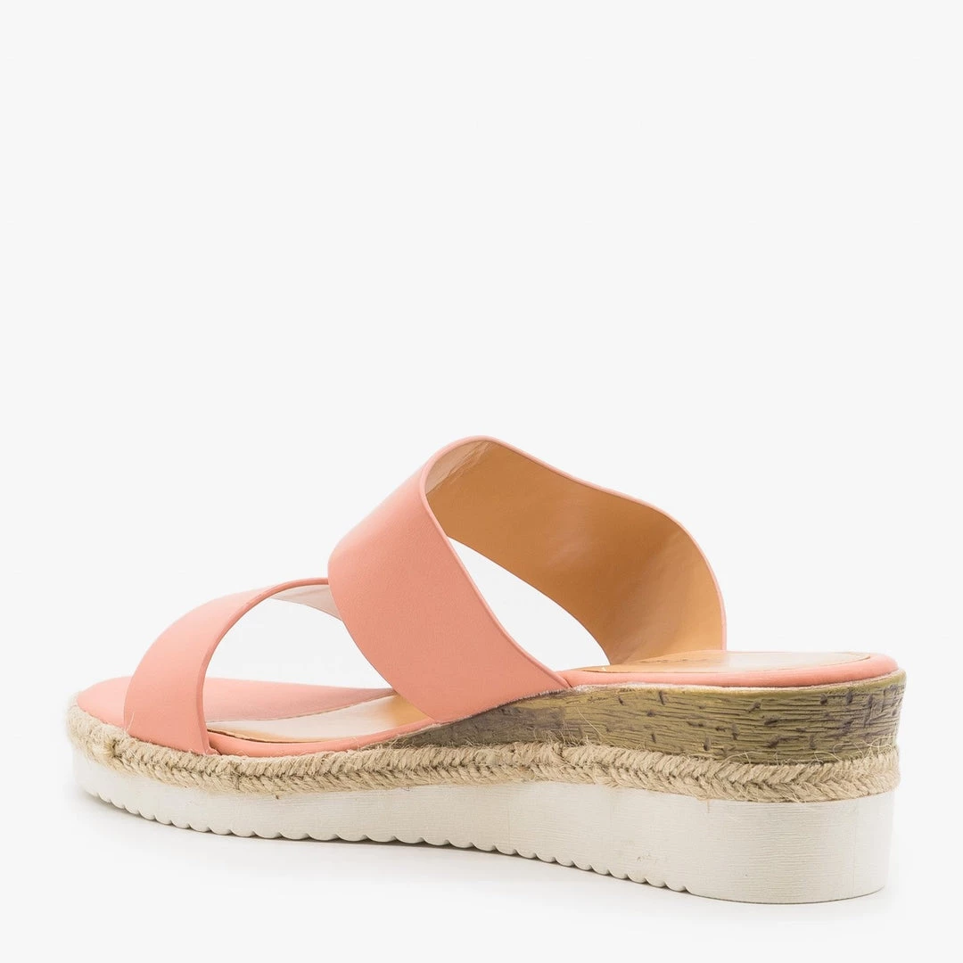 Weeboo Newest Arrivals Double Strap Esparto Trim Sandal Wedges 5 Weeboo Newest Arrivals Double Strap Esparto Trim Sandal Wedges