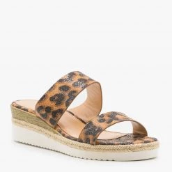 Weeboo Newest Arrivals Double Strap Esparto Trim Sandal Wedges