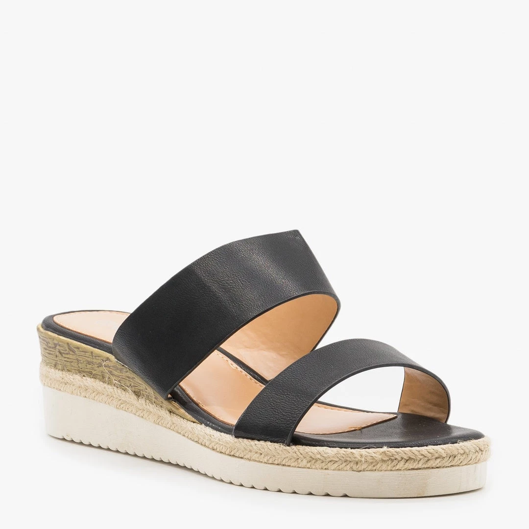 Weeboo Newest Arrivals Double Strap Esparto Trim Sandal Wedges 10 Weeboo Newest Arrivals Double Strap Esparto Trim Sandal Wedges