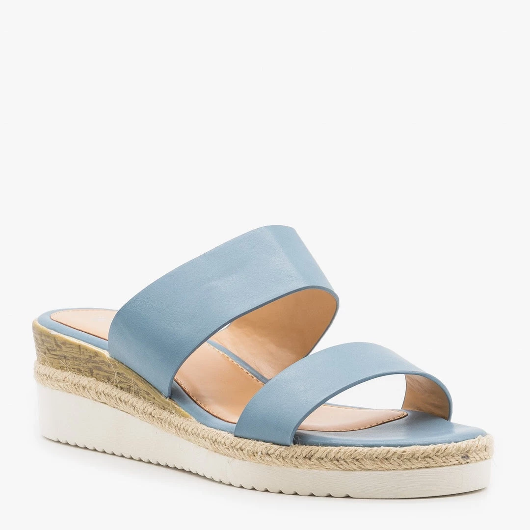 Weeboo Newest Arrivals Double Strap Esparto Trim Sandal Wedges 7 Weeboo Newest Arrivals Double Strap Esparto Trim Sandal Wedges
