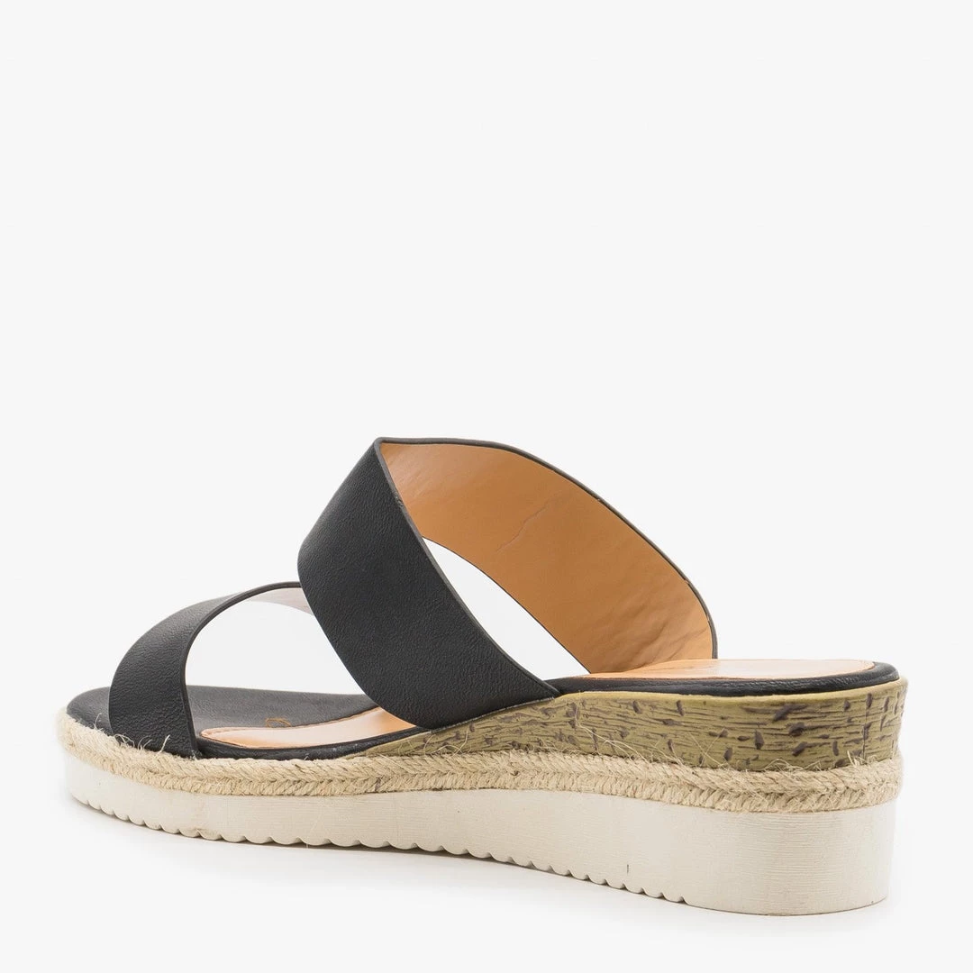 Weeboo Newest Arrivals Double Strap Esparto Trim Sandal Wedges 11 Weeboo Newest Arrivals Double Strap Esparto Trim Sandal Wedges