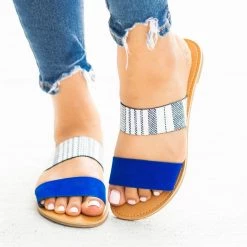 Qupid Shoes Double Strap Slip-On Sandals