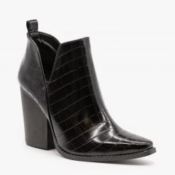 Qupid Shoes Newest Arrivals Edgy Black Crocodile Print Booties FINAL SALE 5 Qupid Shoes Newest Arrivals Edgy Black Crocodile Print Booties FINAL SALE
