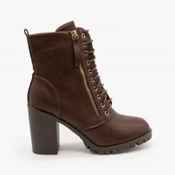 Top Moda Newest Arrivals Edgy Block Heel Combat Boots