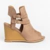Qupid Shoes Edgy Buckled Peep-Toe Wedges Newest Arrivals