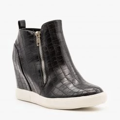 AMS Shoes Edgy Crocodile Wedge Sneakers Newest Arrivals