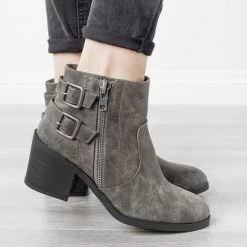 Bamboo Shoes Newest Arrivals Edgy Distressed Buckle Booties