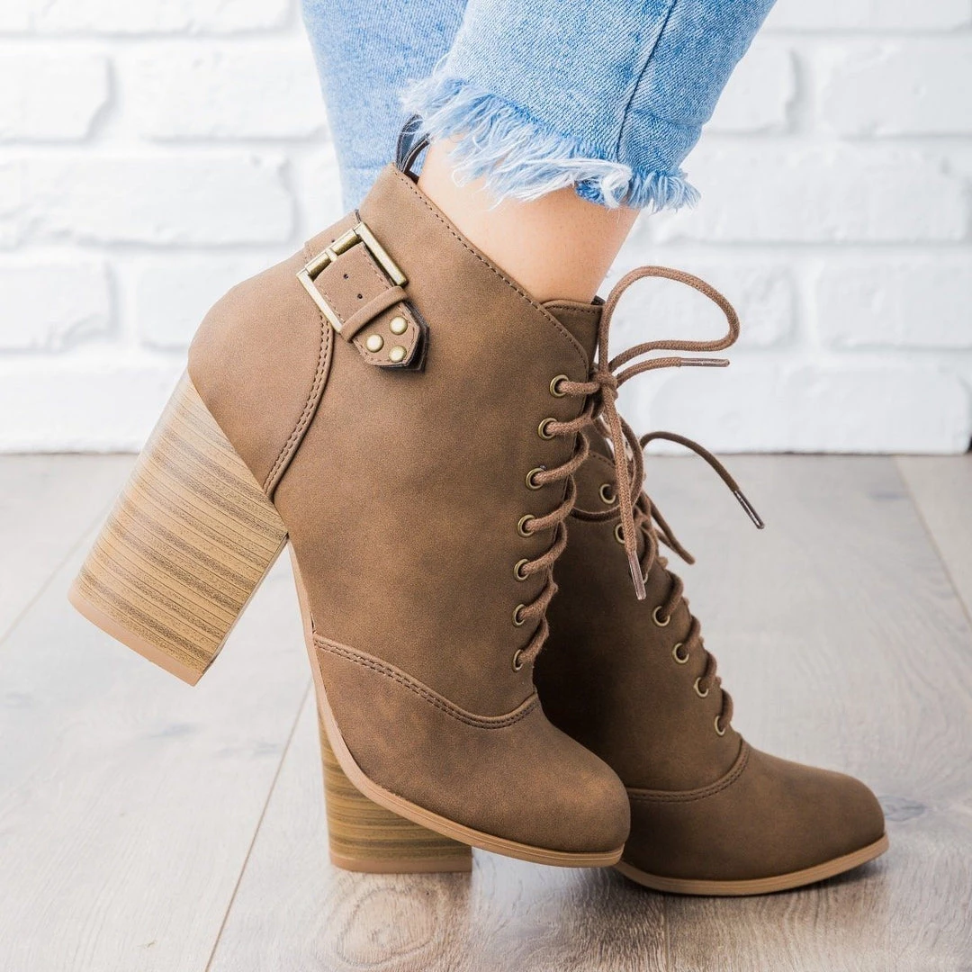 Soda Shoes Newest Arrivals Edgy Lace-Up Chunky Heel Bootie 4 Soda Shoes Newest Arrivals Edgy Lace-Up Chunky Heel Bootie