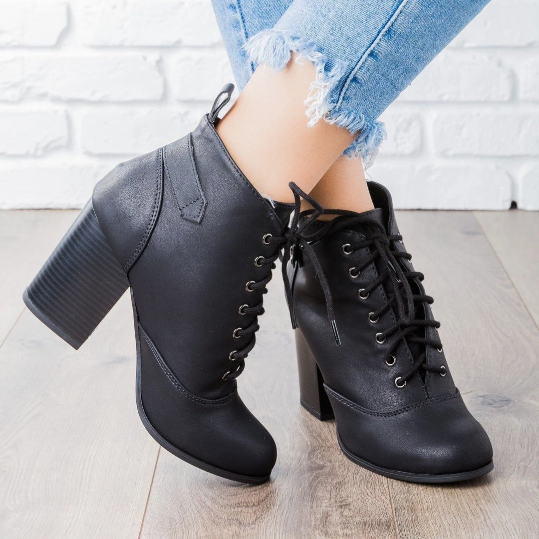 Soda Shoes Newest Arrivals Edgy Lace-Up Chunky Heel Bootie 5 Soda Shoes Newest Arrivals Edgy Lace-Up Chunky Heel Bootie