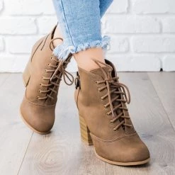 Soda Shoes Newest Arrivals Edgy Lace-Up Chunky Heel Bootie