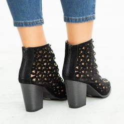 Yoki Newest Arrivals Edgy Lace-Up Open-Toe Booties