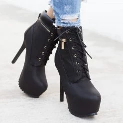 Bella Marie Newest Arrivals Edgy Lace-Up Platform Ankle Boots 6 Bella Marie Newest Arrivals Edgy Lace-Up Platform Ankle Boots
