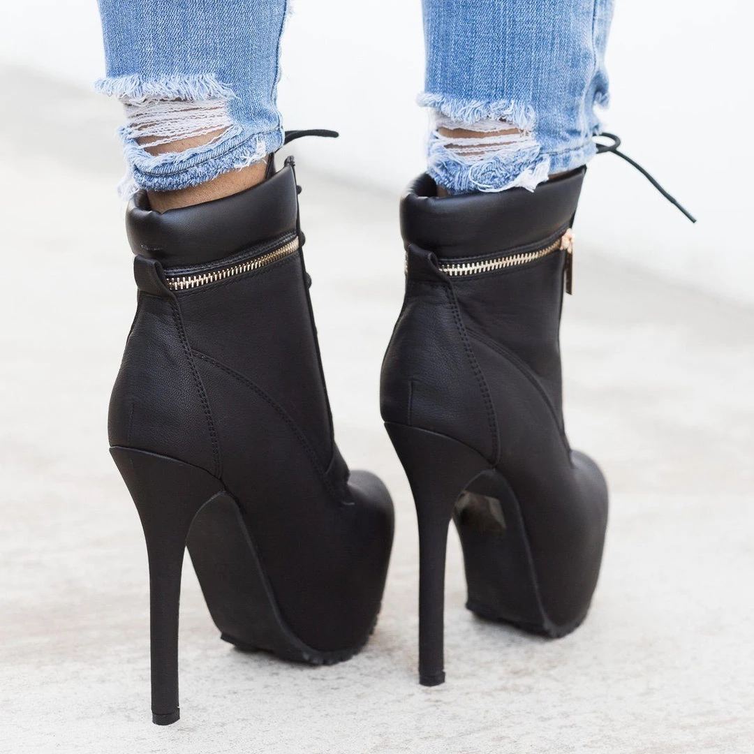 Bella Marie Newest Arrivals Edgy Lace-Up Platform Ankle Boots 4 Bella Marie Newest Arrivals Edgy Lace-Up Platform Ankle Boots