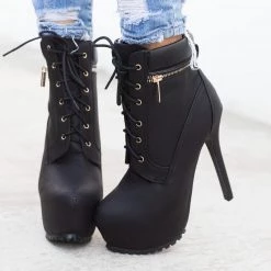 Bella Marie Newest Arrivals Edgy Lace-Up Platform Ankle Boots