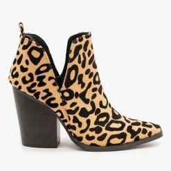 Qupid Shoes Edgy Leopard Print Booties