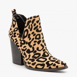 Qupid Shoes Edgy Leopard Print Booties