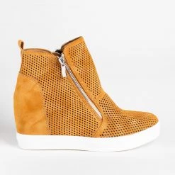 CCOCCI Newest Arrivals Edgy Mesh Zip-Up Sneaker Wedges
