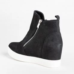 CCOCCI Newest Arrivals Edgy Mesh Zip-Up Sneaker Wedges