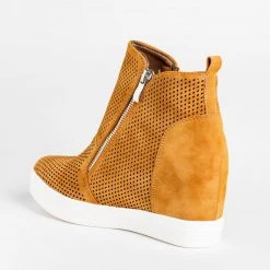 CCOCCI Newest Arrivals Edgy Mesh Zip-Up Sneaker Wedges