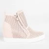 CCOCCI Newest Arrivals Edgy Mesh Zip-Up Sneaker Wedges