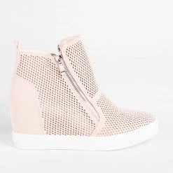 CCOCCI Newest Arrivals Edgy Mesh Zip-Up Sneaker Wedges