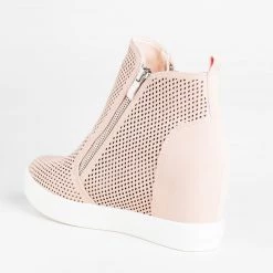 CCOCCI Newest Arrivals Edgy Mesh Zip-Up Sneaker Wedges