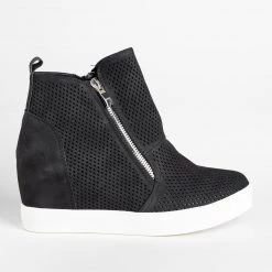 CCOCCI Newest Arrivals Edgy Mesh Zip-Up Sneaker Wedges