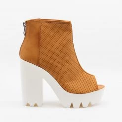Qupid Shoes Edgy Pinhole Platform Lug Sole Heels