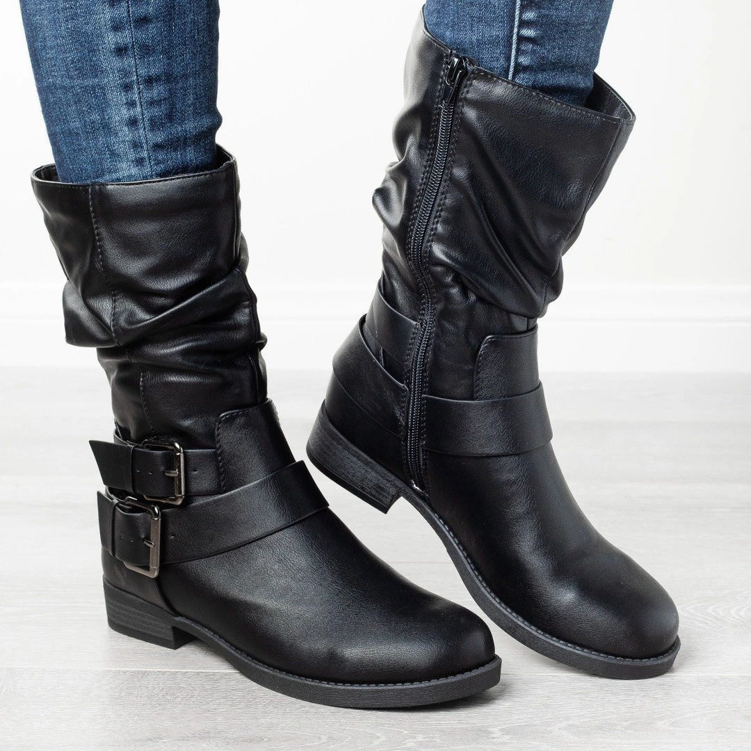 Soda Shoes Edgy Slouchy Buckle Boots 6 Soda Shoes Edgy Slouchy Buckle Boots