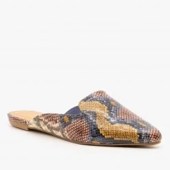 Bamboo Shoes Edgy Snake Print Mules