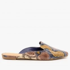 Bamboo Shoes Edgy Snake Print Mules