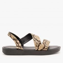 Qupid Shoes Edgy Snake Print Sandals