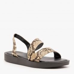 Qupid Shoes Edgy Snake Print Sandals