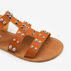 Olivia Miller Edgy Studded Slingback Sandals Newest Arrivals