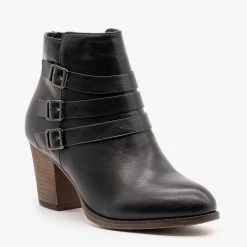 Mata Newest Arrivals Edgy Triple Strap Ankle Booties