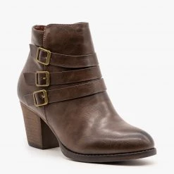 Mata Newest Arrivals Edgy Triple Strap Ankle Booties