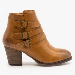 Mata Newest Arrivals Edgy Triple Strap Ankle Booties