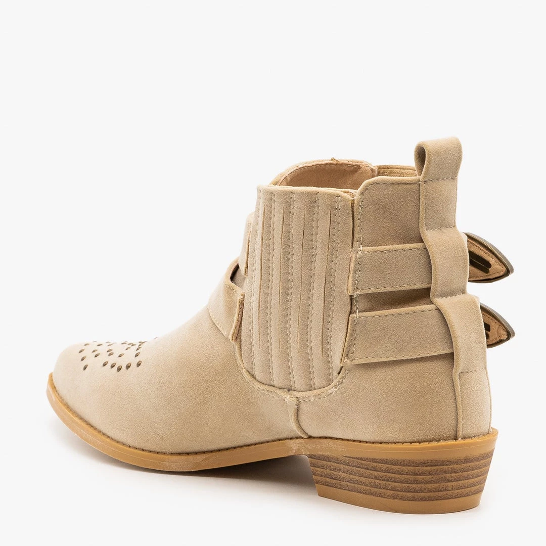 ML Shoes Edgy Western Buckled Booties Newest Arrivals 2 ML Shoes Edgy Western Buckled Booties Newest Arrivals