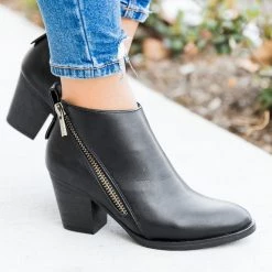 Bamboo Shoes Newest Arrivals Edgy Zipper Accented Booties