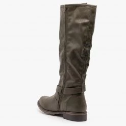 Mark & Maddux Edgy Zipper Belted Riding Boots