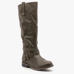 Mark & Maddux Edgy Zipper Belted Riding Boots