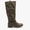 Mark & Maddux Edgy Zipper Belted Riding Boots