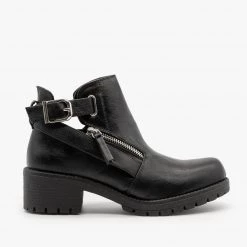 Qupid Shoes Edgy Zipper Buckled Booties FINAL SALE