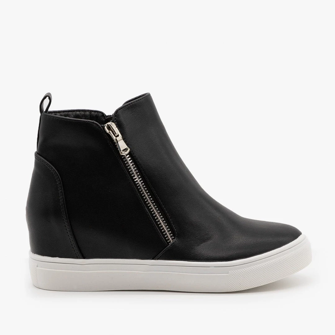 Forever Zippered Fashion Wedge Sneakers 5 Forever Zippered Fashion Wedge Sneakers